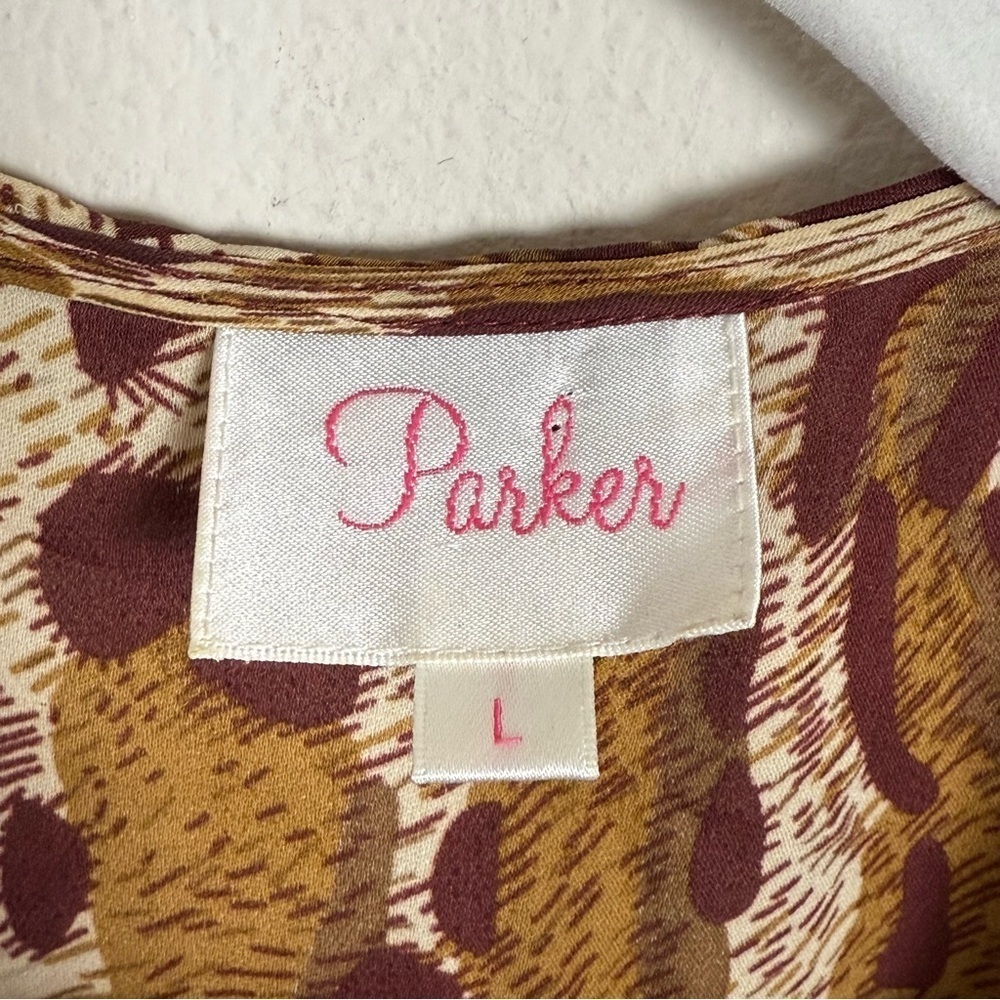 Parker Silk Leopard Print Long Sleeve Mini Dress Size Large - Picture 2 of 7